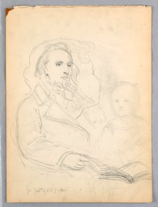 Tekening, Schetsen voor "Les van Liefde" en portret van Peter Richards, Jr., 1849 door Daniel Huntington
