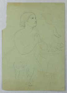 Tekening, Studie voor "Communie van t, 1845 door Daniel Huntington