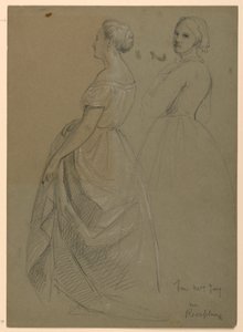 Tekening, Studie voor "De receptie van Martha Washington", 1860 door Daniel Huntington