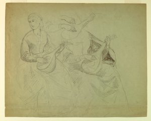 Tekening, Studie voor "Titiaan Tonen, 1871-72 door Daniel Huntington