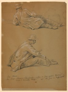 Tekening, Twee studies van de kunstenaar, 1864 door Daniel Huntington