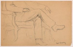 Tekening, William H. Macy zittend, onderlichaam; Verso: rechterhand, 1884 door Daniel Huntington