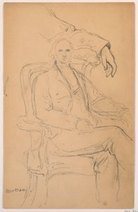 Tekening, William H. Macy Zittend, Gescheiden Linkerarm Studie, 1884 door Daniel Huntington