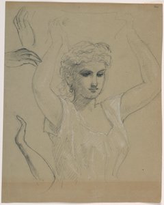 Tekening, Vrouw met opgeheven handen A, 1844-45 door Daniel Huntington