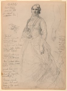 Mevrouw Rutherford B. Hayes staand, studies van arm en handen