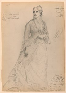 Mevrouw Rutherford B. Hayes staand, met aparte studie van linkerhand door Daniel Huntington