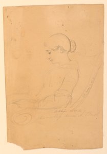 Portretstudie van Annie A. Brush, zittend in profiel door Daniel Huntington