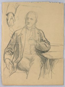 Schets van zittende man in fauteuil