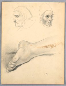 Studies van een rechtervoet, twee hoofden door Daniel Huntington