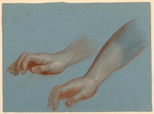Studie van de hand van een engel voor "Mercy