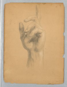 Studie van de hand van een engel voor "Mercy