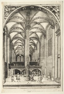 Uitzicht in het interieur van de St. Catharinakerk in Augsburg door Daniel I Hopfer
