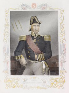 Admiraal Sir Edmund Lyons (gekleurde gravure) door Daniel John. Pound