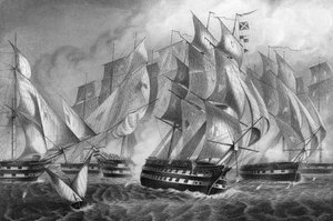 Sir Charles Napiers overwinning bij Kaap St. Vincent, 5 juli 1833, ca. 1857 door Daniel John Pound