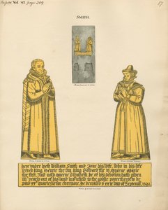 Koperen plaat voor William en Jane Smith van Enfield Church door Daniel Lysons