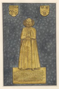 Koperen plaat voor Elizabeth Harvey van East Ham Church door Daniel Lysons