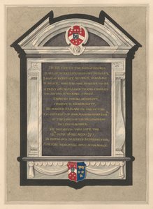 Gedenkteken van George, Graaf van Berkeley uit Cranford Church door Daniel Lysons
