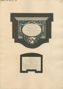 Gedenkteken voor Thomas Clarke en vrouw Sarah en Thomas Worlidge van Fulham Church