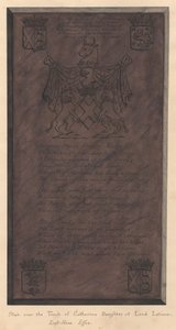 Grafsteen van Catherine, dochter van Lord Latimer, uit East Ham Church door Daniel Lysons