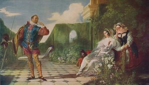 Scène uit Driekoningenavond Malvolio en de Gravin, ca. 1840, ca. 1915 door Daniel Maclise
