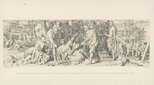 William struikelt bij zijn landing, maar, grijpend naar de aarde met zijn hand, roept hij dat hij zo bezit neemt van de Engelse bodem, en stelt zo zijn volgelingen gerust, die zijn val als een slecht voorteken beschouwden