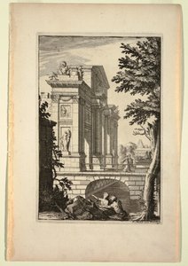 Plaat in Nouveaux Livre de Paysages (Nieuw Boek van Landschappen) door Daniel Marot
