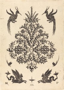 Broche met Tafels en Gevleugelde Griffioenen Boven en Onder