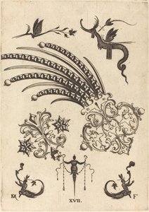 Twee Broches met Draak en Insecten Boven en Mensen met Slangachtige Staarten Onder