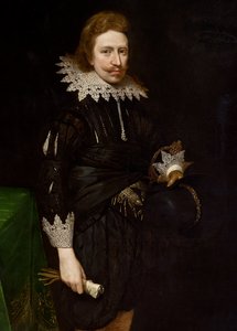 Detail van portret van William Cavendish, 1624 door Daniel Mytens