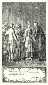 Ik weet dat we voor elkaar gemaakt zijn (gravure) door Daniel Nikolaus (after) Chodowiecki