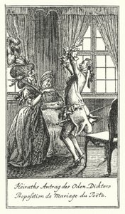 Huwelijksaanzoek van de Dichter door Daniel Nikolaus (after) Chodowiecki