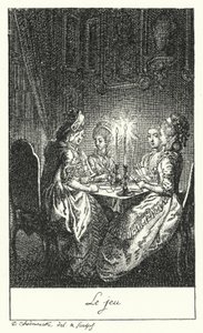 Het spel (gravure) door Daniel Nikolaus (after) Chodowiecki