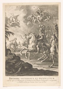 Allegorische voorstelling met Frederik de Grote te paard door Daniel Nikolaus Chodowiecki