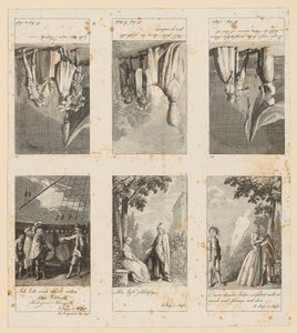 Bladen 1-3 en 10-12 bij Shakespeares „De storm“ door Daniel Nikolaus Chodowiecki