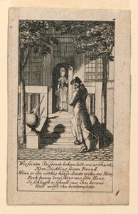 De hypocriete vriend, illustratie voor "Königl: Grosbrit [anische] Genealogischer Kalender auf das 1780 Jahr Lauenberg bey J.G. Berenberg" door Daniel Nikolaus Chodowiecki