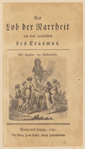 Titelpagina met vignet bij Erasmus’ „Lof der dwaasheid“ door Daniel Nikolaus Chodowiecki