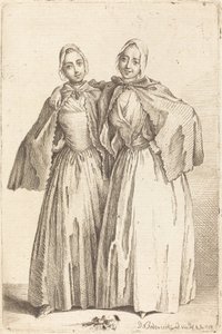 Twee Staande Dames (Demoiselles Quantin) door Daniel Nikolaus Chodowiecki