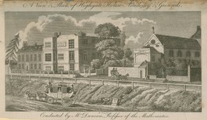 Een uitzicht en plan van de gronden van Highgate House Academy door Daniel Orme