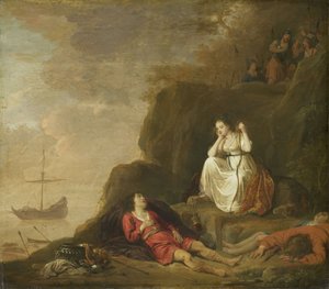 Theagenes en Chariclea, ca. 1625-1640 (olieverf op paneel) door Daniel Thivart