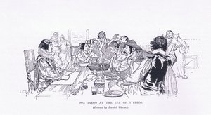 Don Diego in de herberg van Viveros, uit The Magazine of Art 1893, Cassell and Company door Daniel Urrabieta Vierge