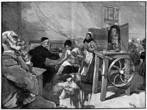 Elektrotherapie in de Salpetriere: diagnose door Dr. Vigouroux in 1887 door Daniel Urrabieta Vierge