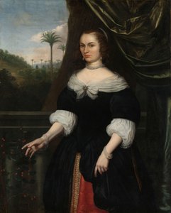 Portret van Dina Lems, echtgenote van Jan Valckenburgh door Daniel Vertangen (signed by artist)