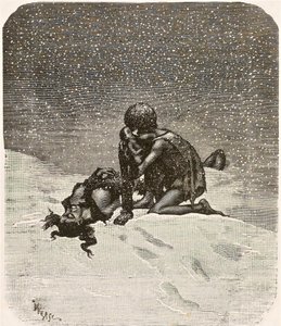 De man die lacht - Gwynplaine en kleine Dea, door Daniel Vierge