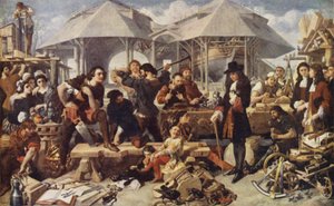 Peter de Grote in Deptford Dockyard, Londen door Daniel after Maclise