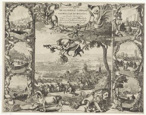 Overwinningen van koning Willem III in Ierland (bovenste helft), 1690 door Daniel de Lafeuille
