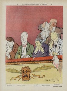 Wedstrijd bij het Conservatorium van Parijs - tragedie. Illustratie voor Le Rire door Daniel de Losques