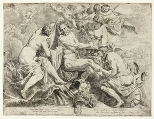 De vergoddelijking van Aeneas door nimfen en cupido