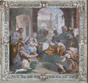 Aanbidding der Wijzen (fresco) door Daniele Crespi