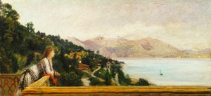 Uitzicht op het Lago Maggiore vanaf de villa van Ada Troubetzkoy door Daniele Ranzoni