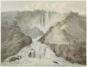 Gezicht op de watervallen van Marmore
